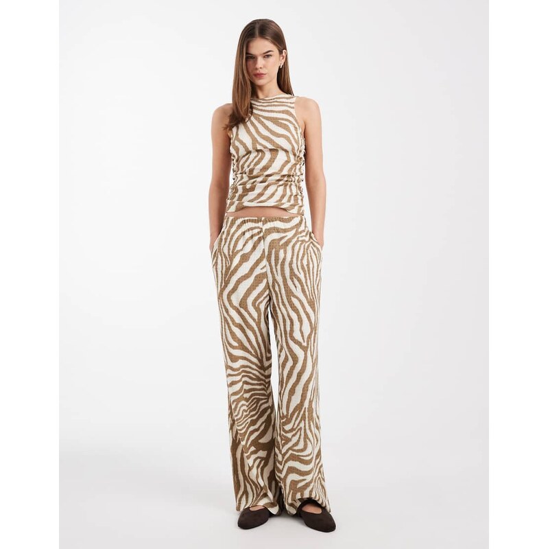 Vero Moda wide leg textured jersey trouser co-ord in birch
