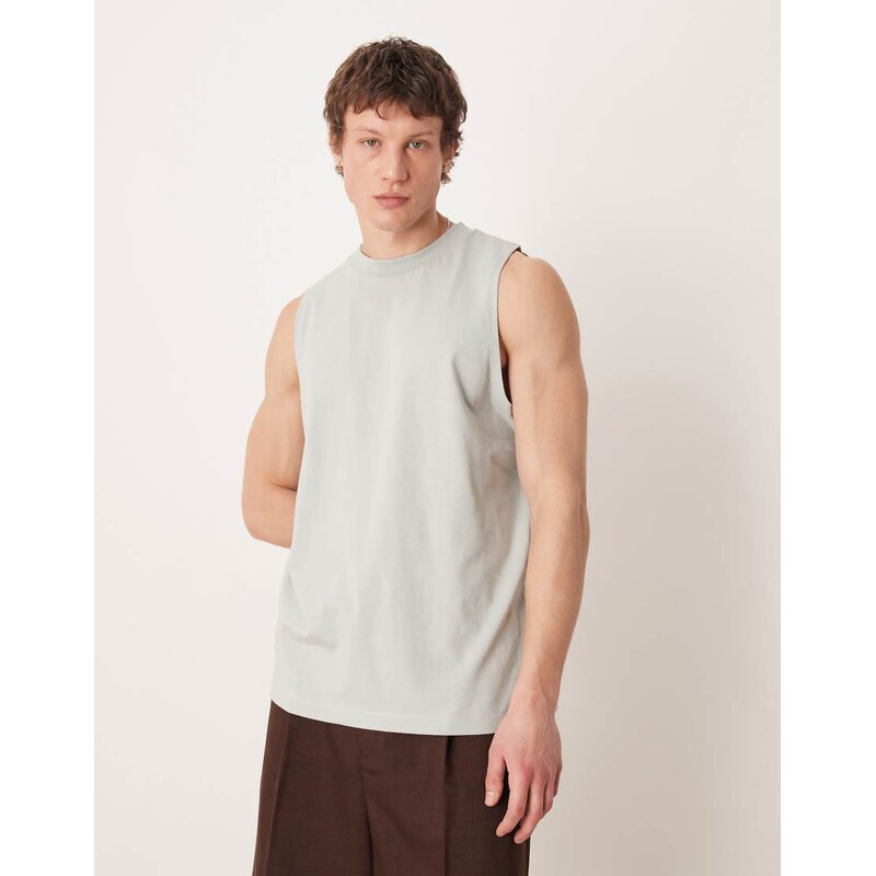 ASOS DESIGN oversized tank with fruit print in grey