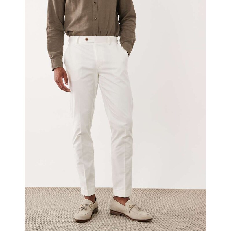 ASOS DESIGN tailored cotton rich slim chino trousers in white