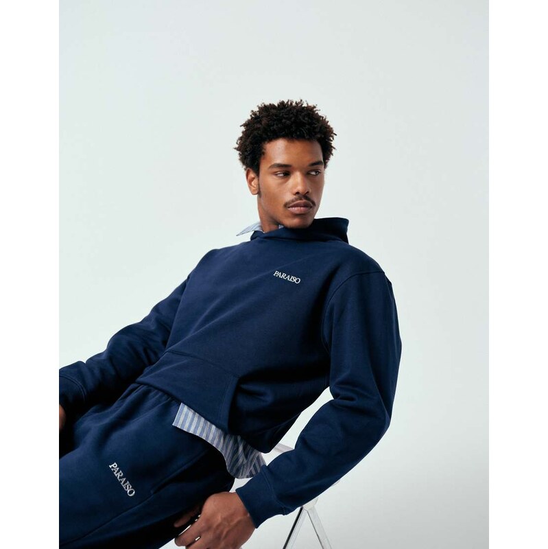 ASOS DESIGN co-ord relaxed printed hoodie in navy
