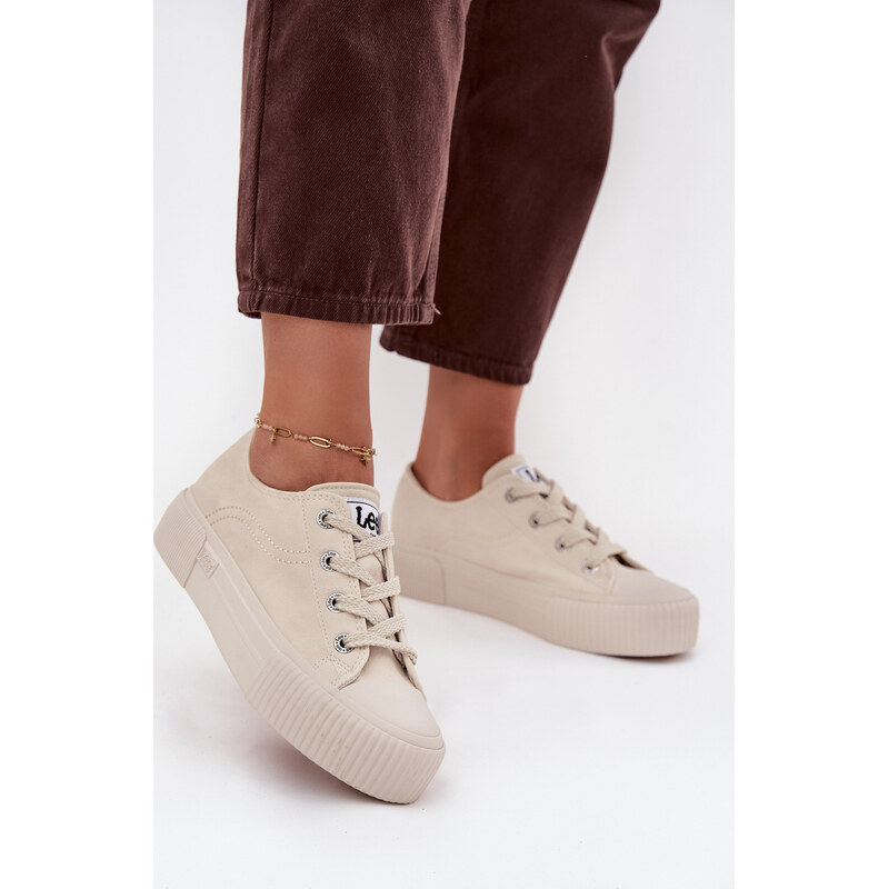 Kesi Béžové dámské trampky na platformě LEE ISLA C WOMEN LOW Béžová 113706259