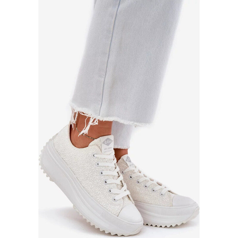 Kesi Bílé dámské trampky s výšivkou na platformě Lee Cooper Bílá