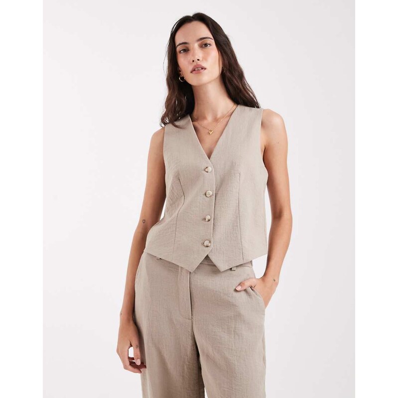 Object mix & match tailoried waistcoat co-ord in taupe-Neutral 113707867