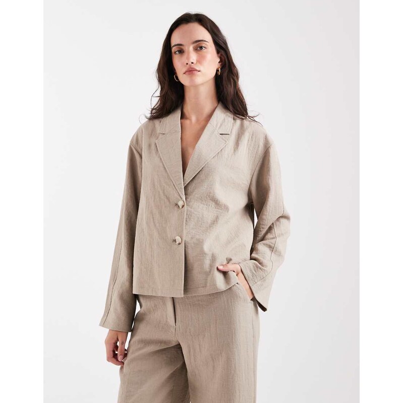 Object mix and match short boxy tailored blazer co-ord in taupe 113707866