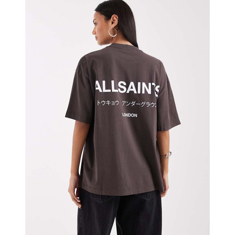 AllSaints underground etta t-shirt in bottle brown 113707870