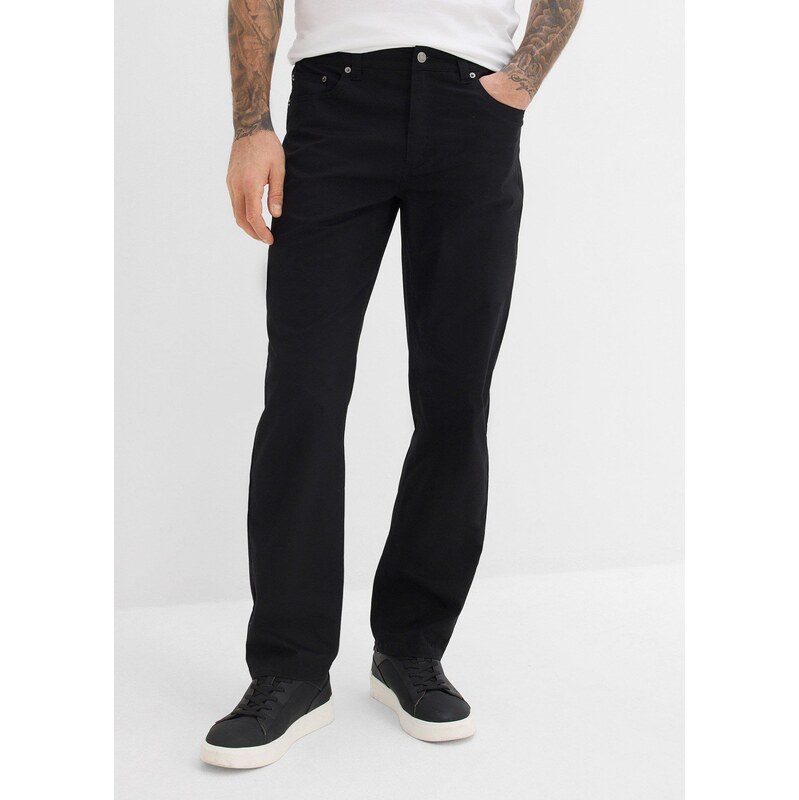 bonprix Strečové kalhoty Relaxed Fit, Straight, s pružným pasem