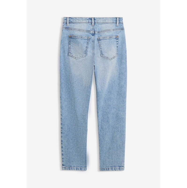 bonprix Džíny Straight, Mid Waist, zkrácené modrá Dívky
