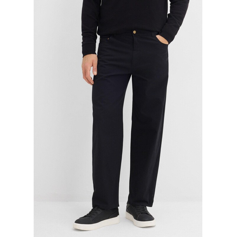 bonprix Keprové kalhoty Loose Fit, s pružným pasem, Straight