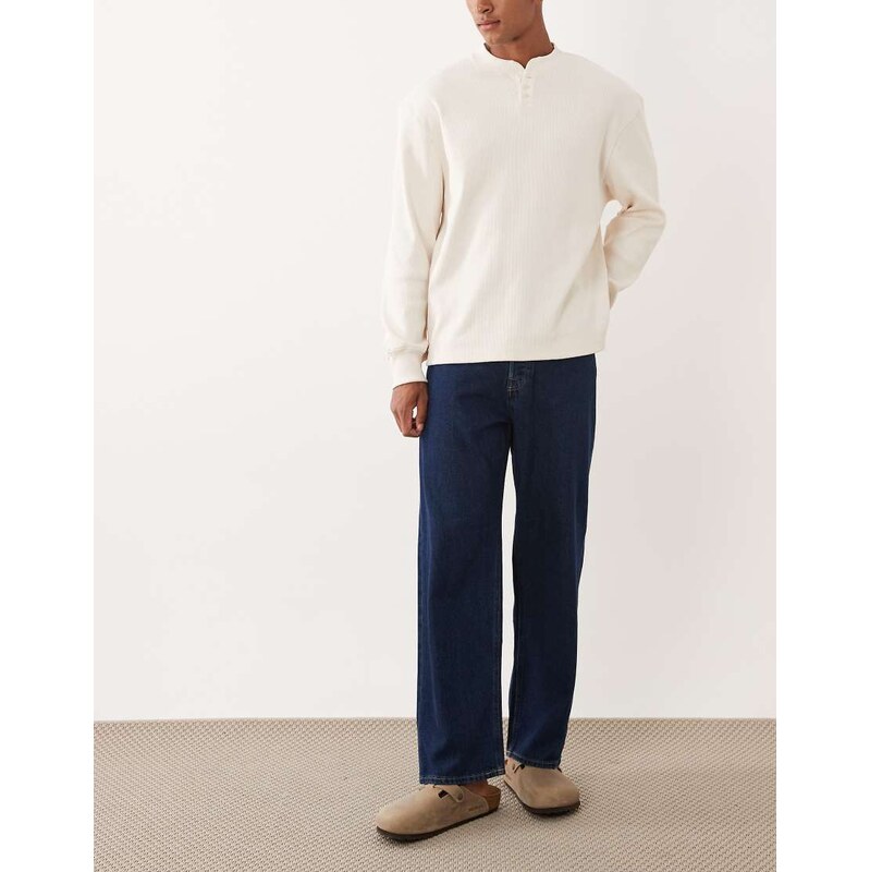 Jack & Jones Alex baggy fit jeans in mid blue