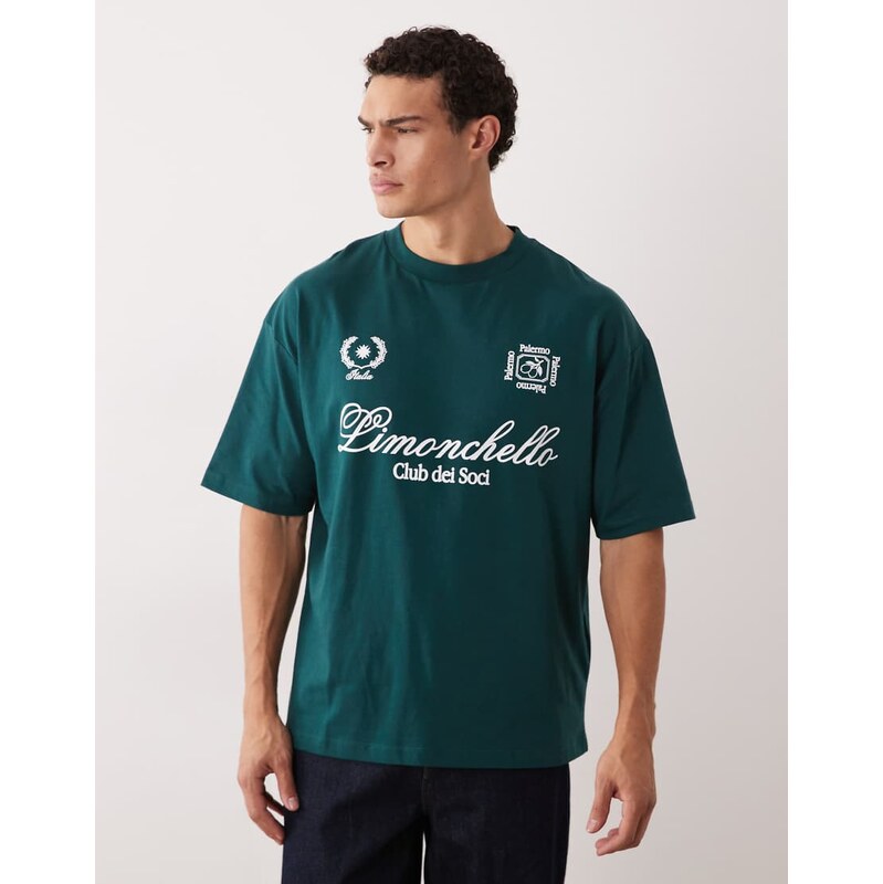 ASOS DESIGN oversized t-shirt with limoncello football graphic