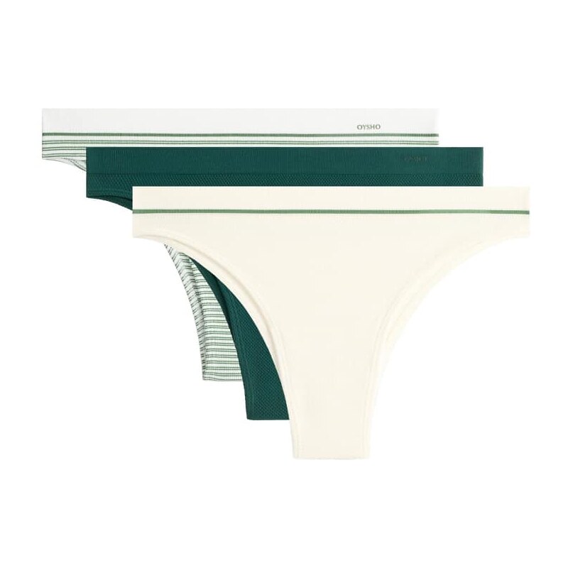 OYSHO 3 polyamide blend pique brazilian briefs in emerald green 114385372