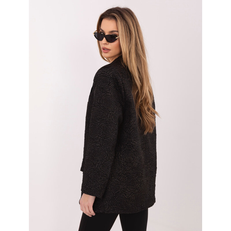 Černý žakárový blazer RUE PARIS