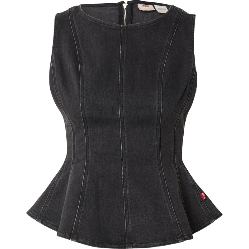 LEVIS  Top Leighton Peplum Top černá džínovina