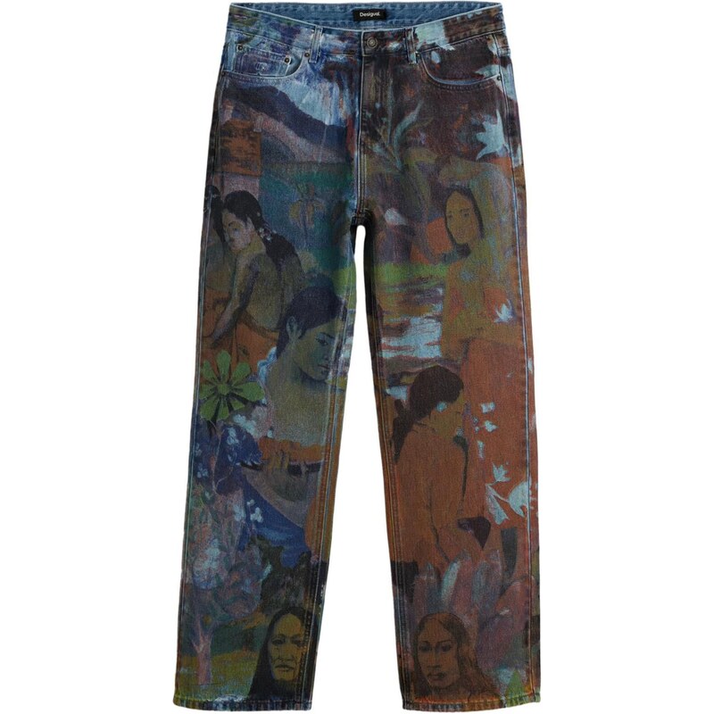 Desigual Džíny modrá džínovina / světlemodrá / rezavě hnědá /