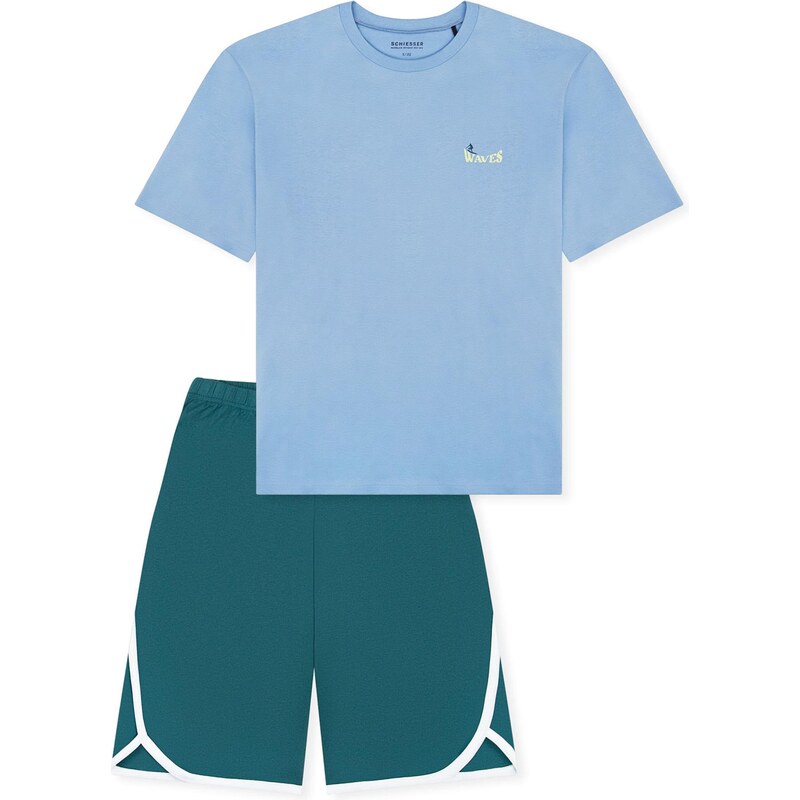 SCHIESSER Pyžamo  Teens Nightwear  světlemodrá / zelená