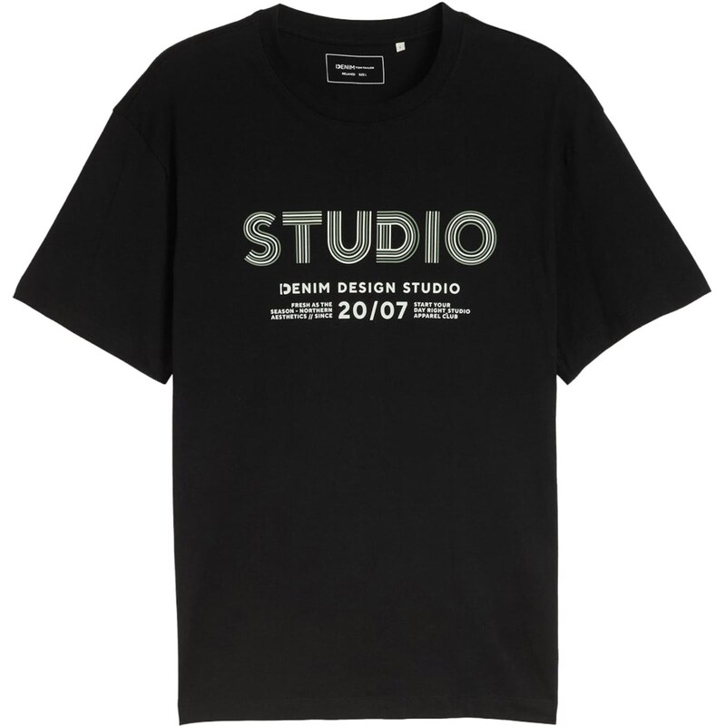 TOM TAILOR DENIM Tričko světle šedá / světle zelená / černá