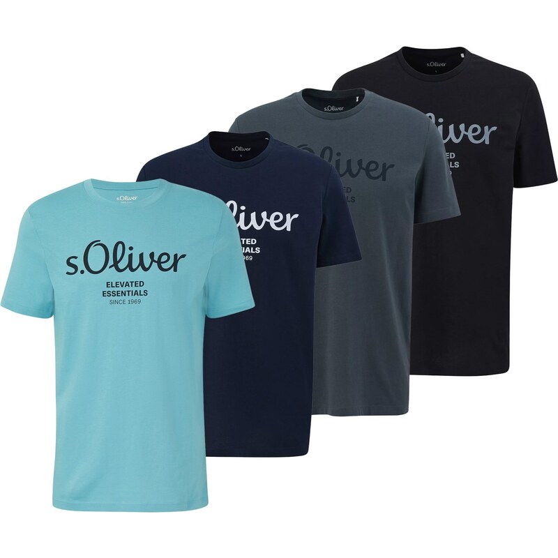 s.Oliver Tričko marine modrá / světlemodrá / tmavě šedá / černá