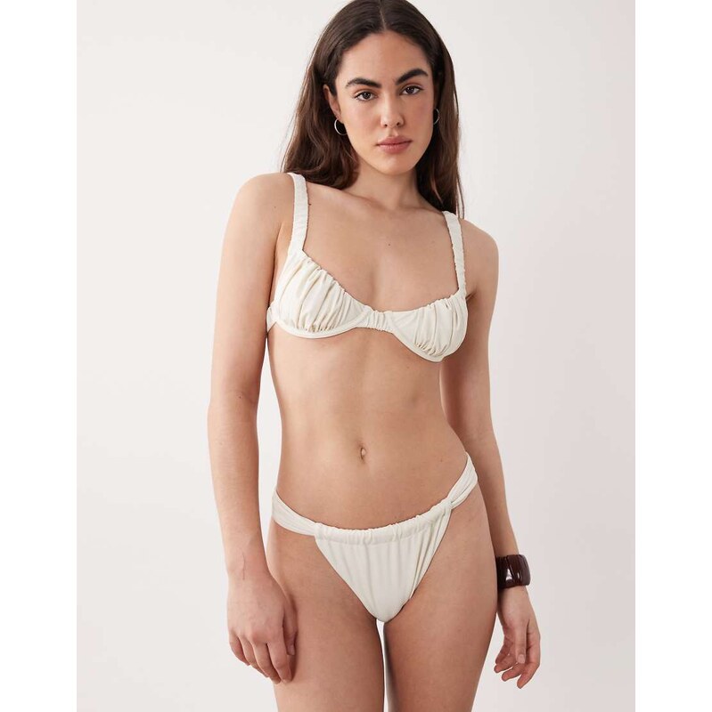 Miss Selfridge mix and match high leg bikini bottom in cream-White 115516845