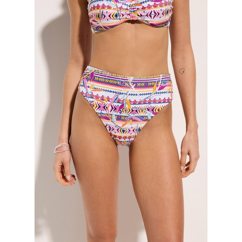 bonprix Bikinové kalhotky s vysokým pasem a vysoce vykrojenými 107516701
