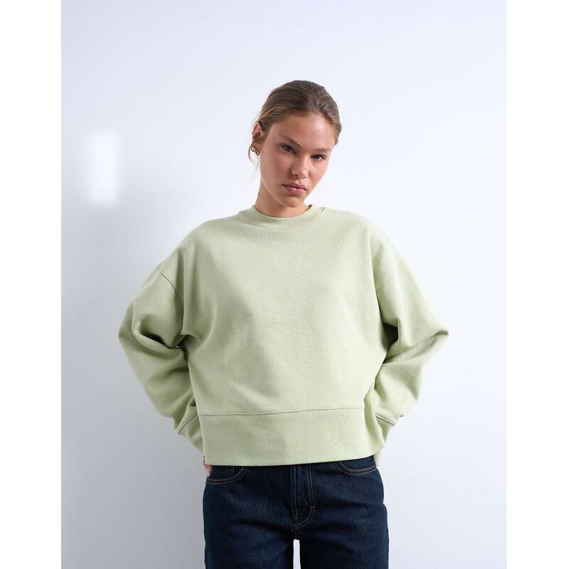 Topshop premium heavyweight oversized sweat in light green 115512772
