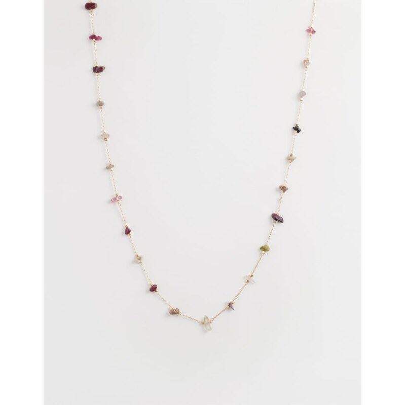 ASOS DESIGN short necklace with faux stone chipping details in gold 115521208