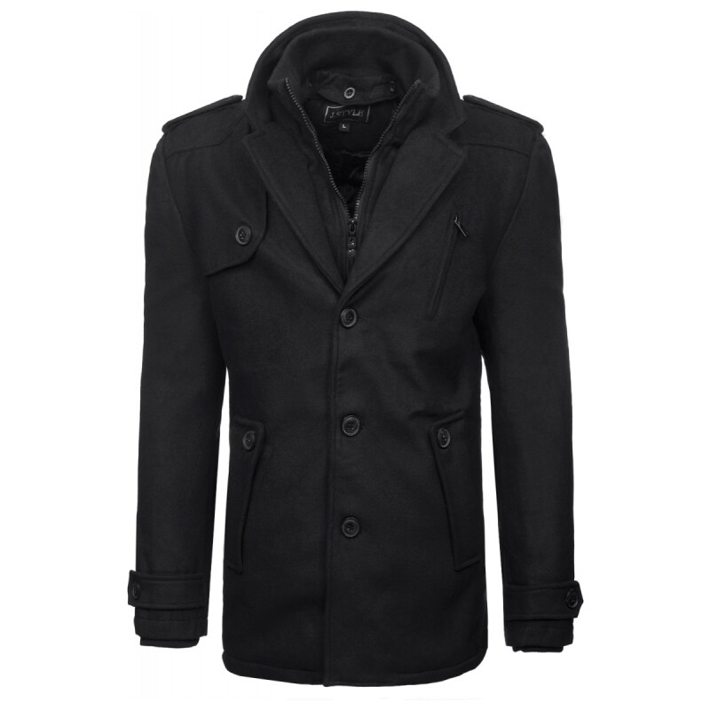 J. Style Pánský elegantní kabát NY III - černý S, Černá