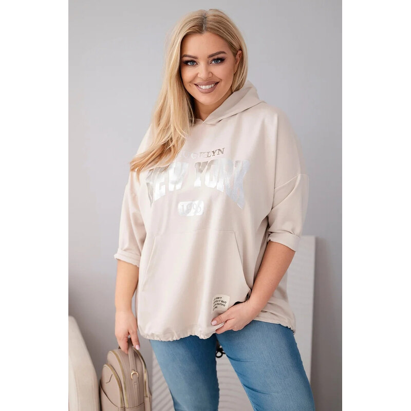 K-Fashion Dámská mikina plus size z viskózy s kapucí a klokaní