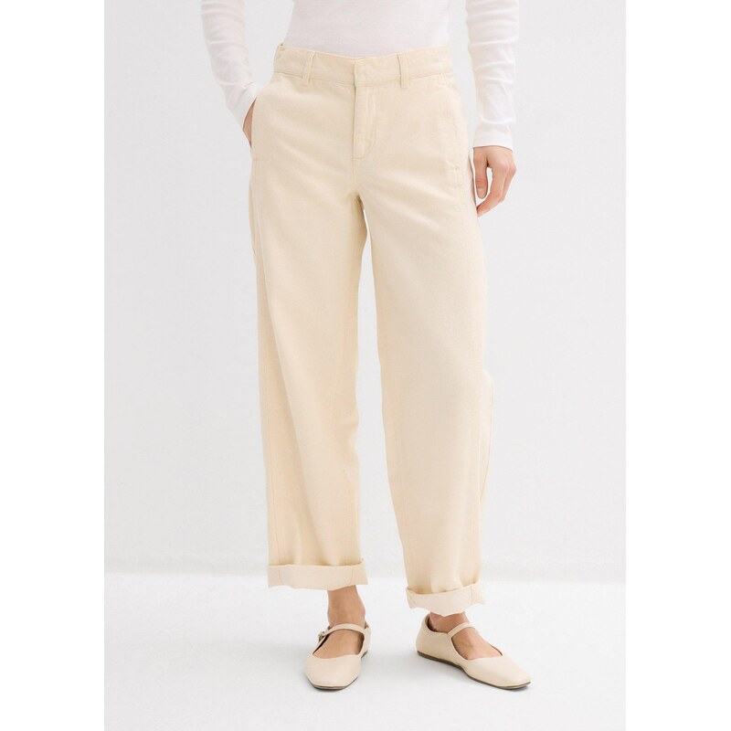 bonprix Džíny Barrel, Mid Waist bílá Žena