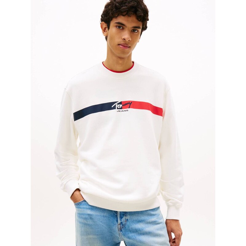 Tommy Jeans pánská bílá mikina