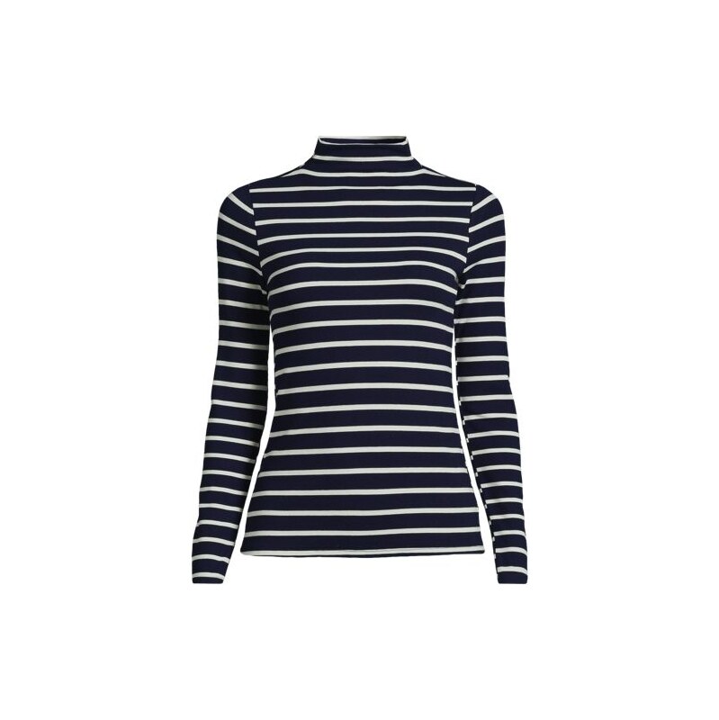 Drapey Rib Polo Neck Top, Women, size: 14-16, regular, Blue, Spandex 115426227
