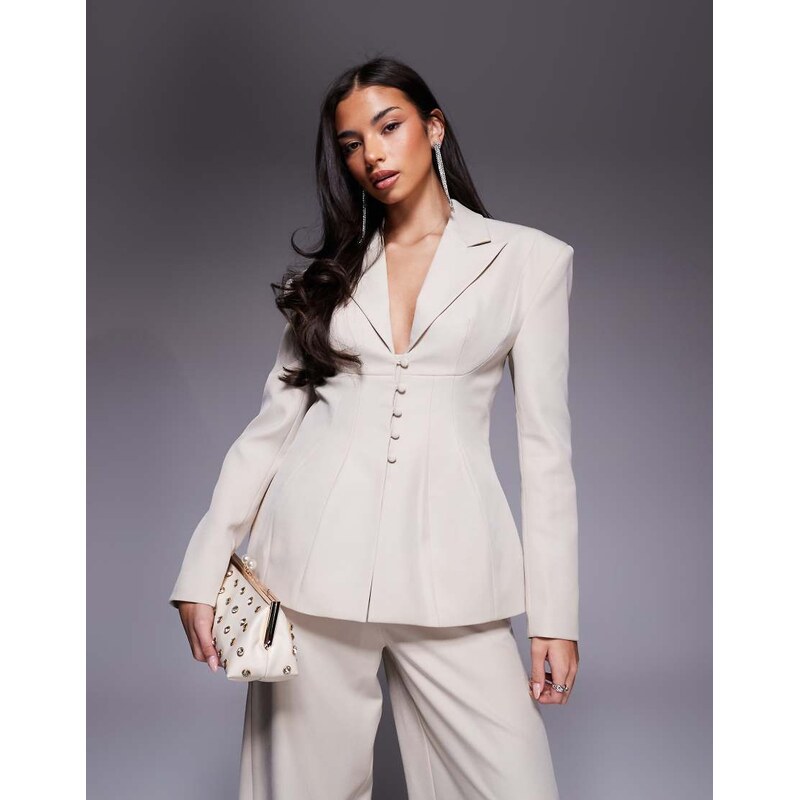 ASOS LUXE co-ord cinched waisted tailored blazer with button detail in 113734594