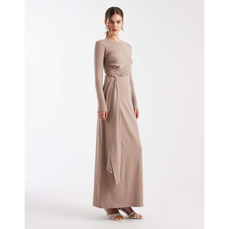 4th & Reckless soft touch twist front drape detail maxi dress in mocha 113734680