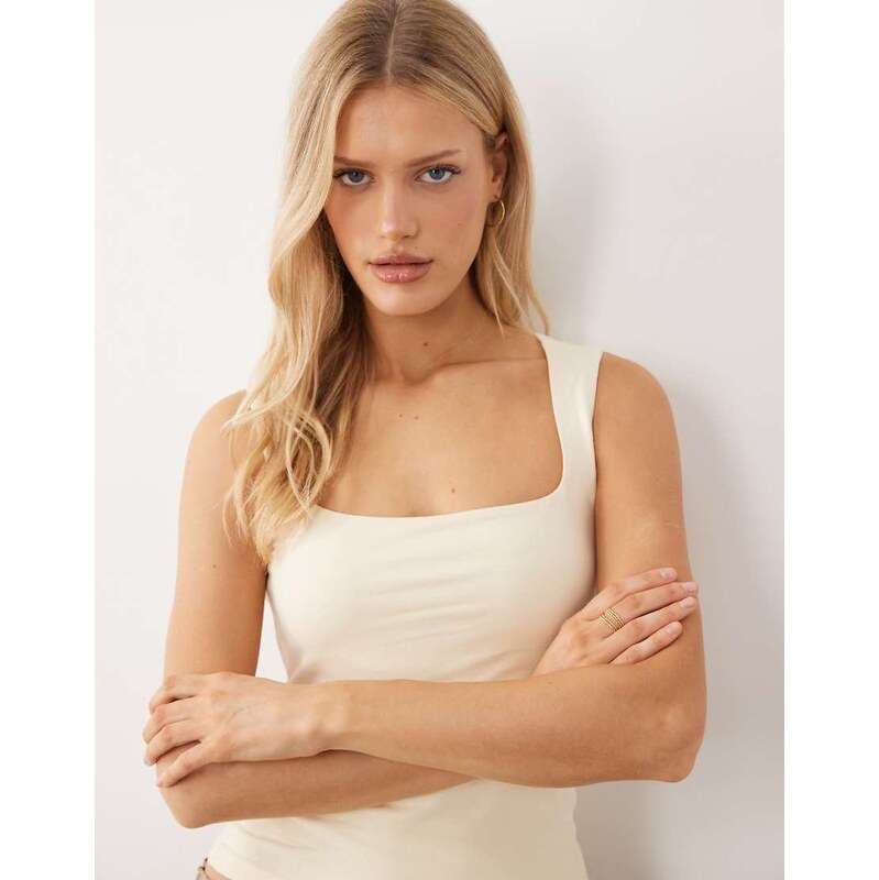 Gina Tricot square neck tank top in buttermilk yellow