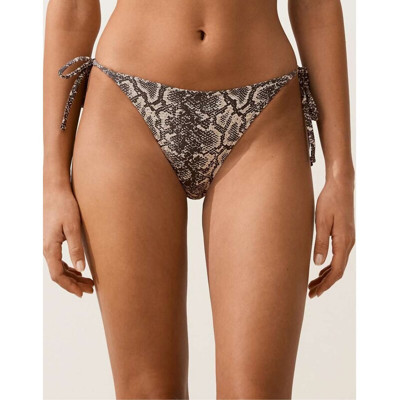 OYSHO Medium-coverage snake bikini briefs in black 113734863