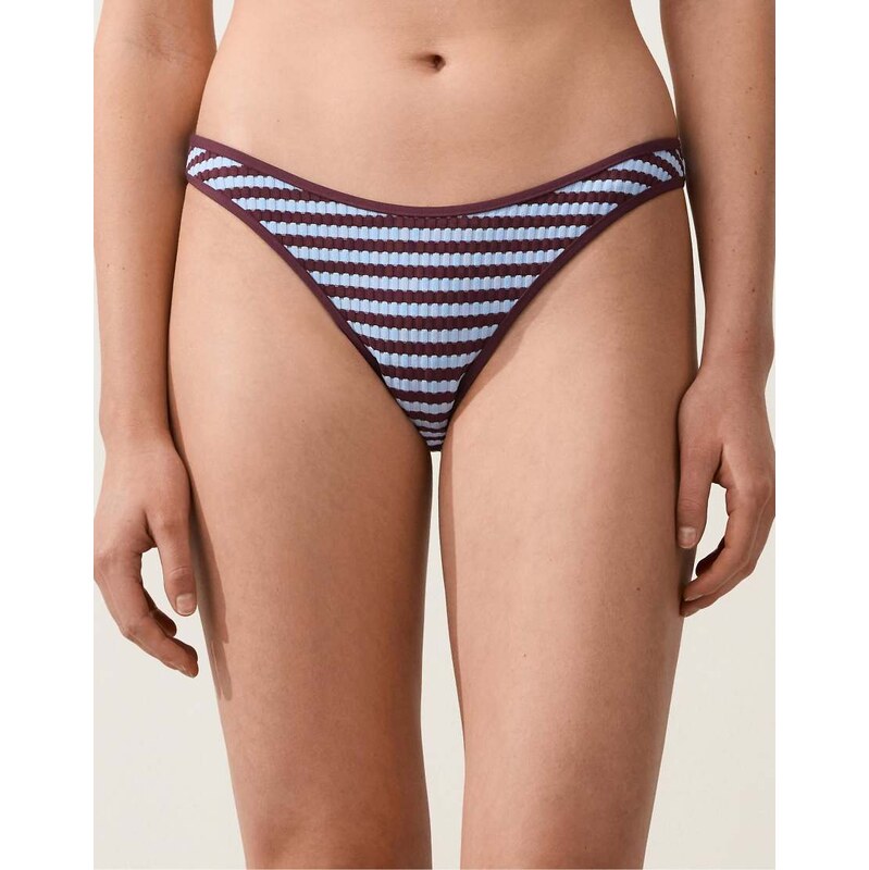 OYSHO Two-tone textured stripe medium-coverage bikini briefs in