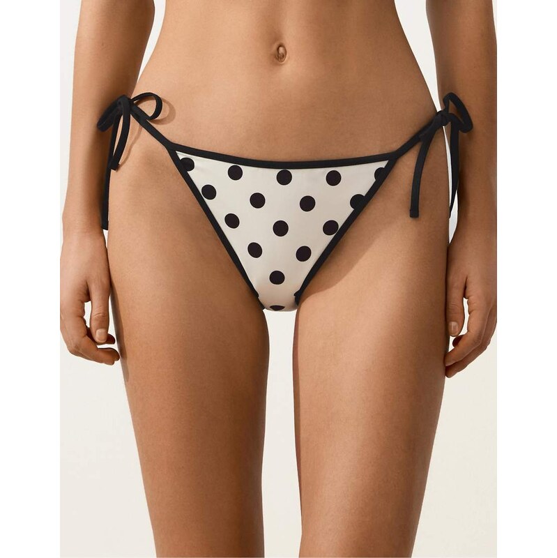 OYSHO Medium-coverage polka dot bikini briefs in pale ecru-Neutral 113734866
