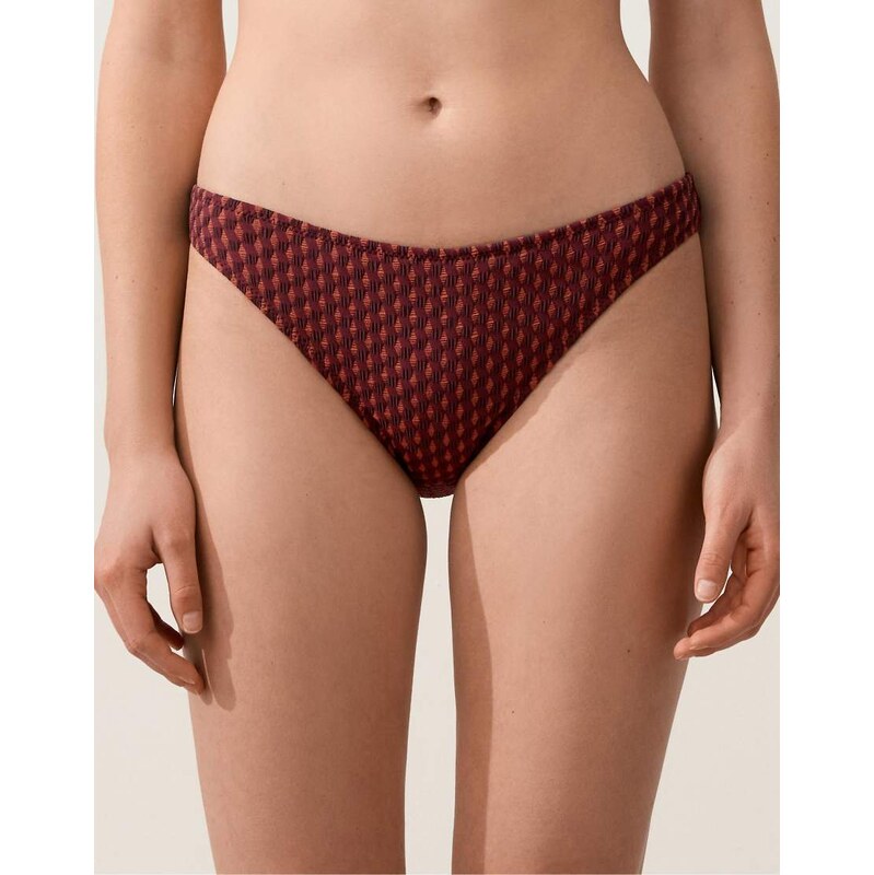 OYSHO Geometric jacquard classic bikini briefs in burgundy-Red 115585155