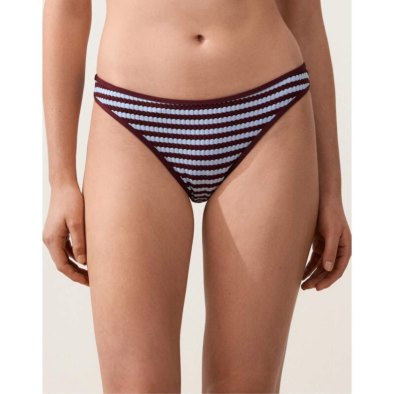 OYSHO Textured stripe classic bikini briefs in purple