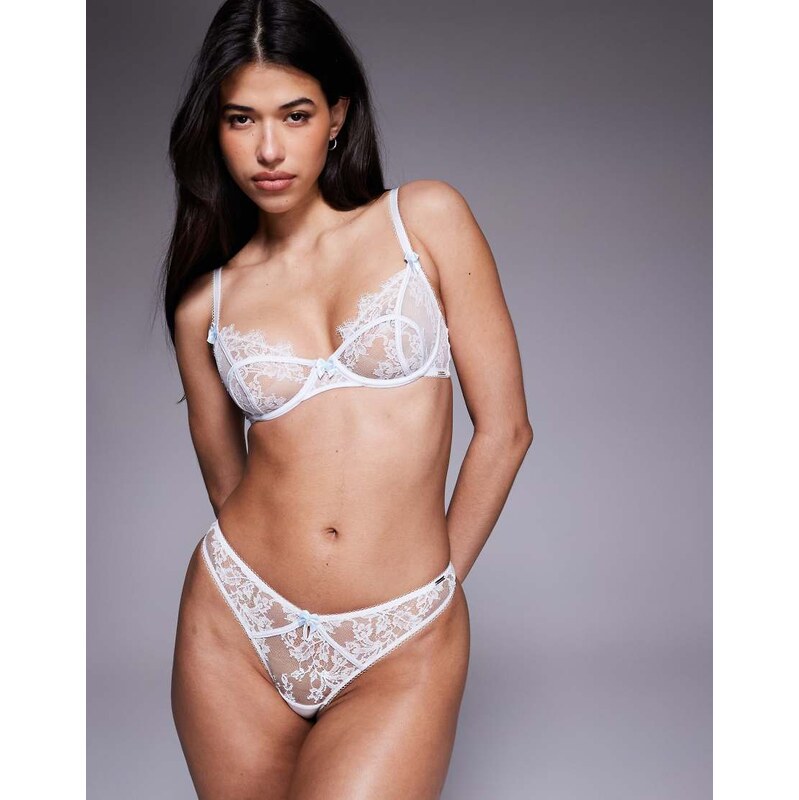 Boux Avenue Addison eyelash lace thong in white 115516884