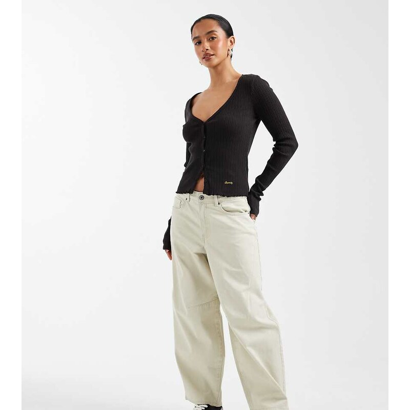 ONLY Petite barrel trousers in stone-Neutral