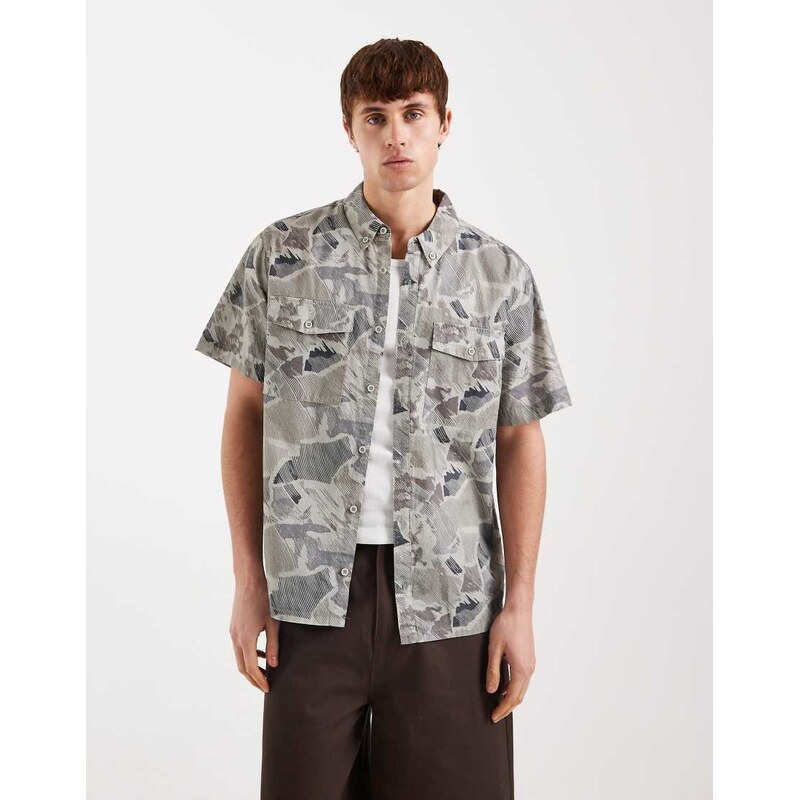 Santa Cruz nico short sleeve shirt in washed camo-Grey