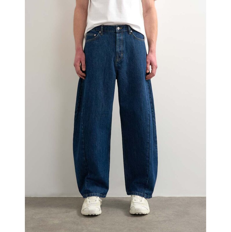 Topman rigid barrel jean in dark wash-Blue
