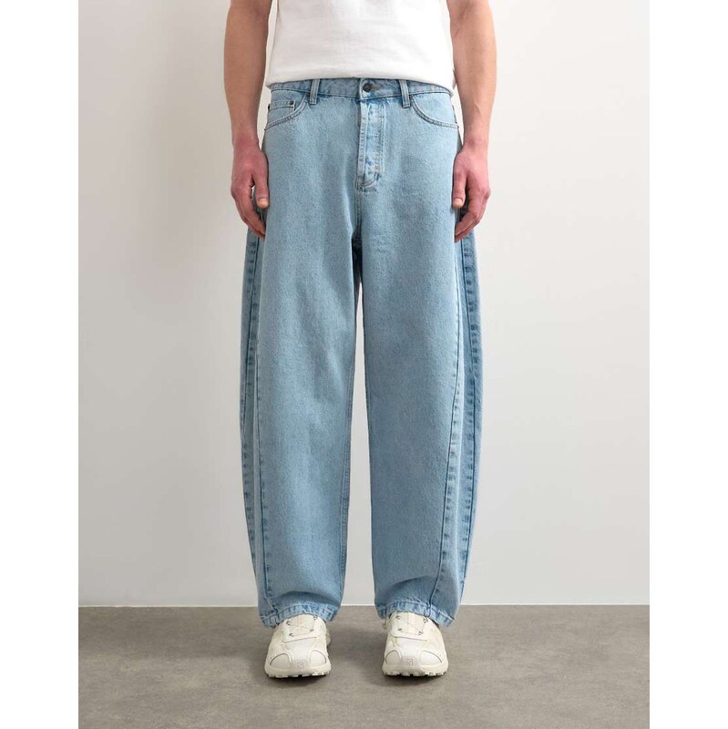 Topman rigid barrel jean in light wash-Blue