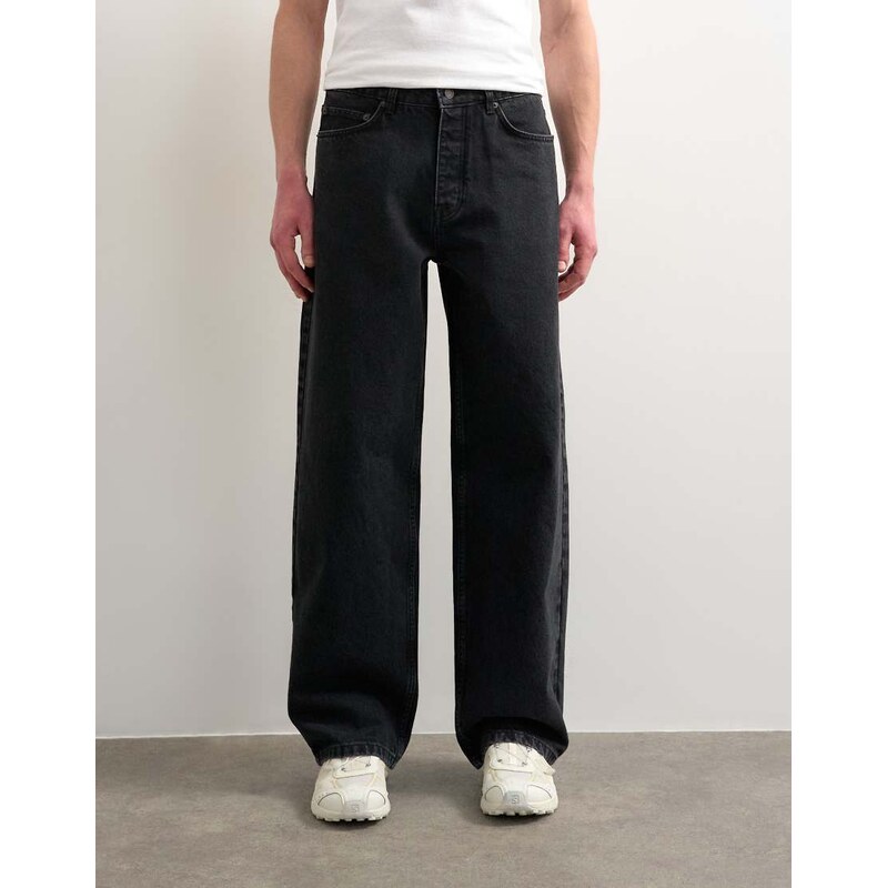 Topman rigid baggy jean in washed black