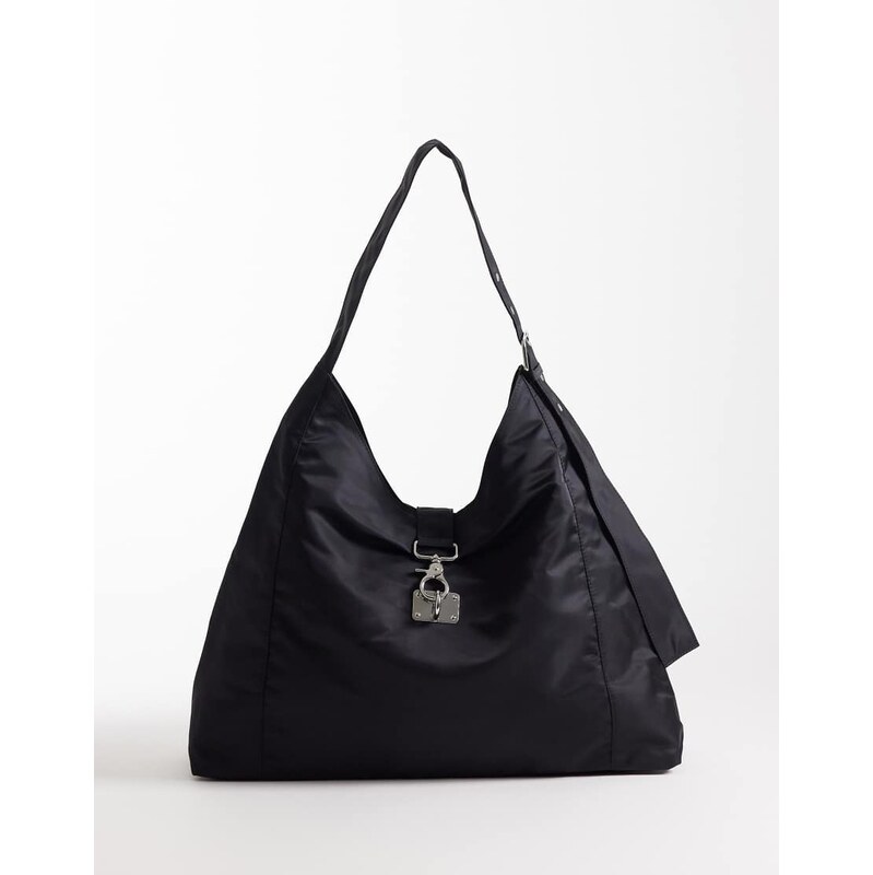 Weekday medium shoulder bag with buckle closure detail in black 113734702