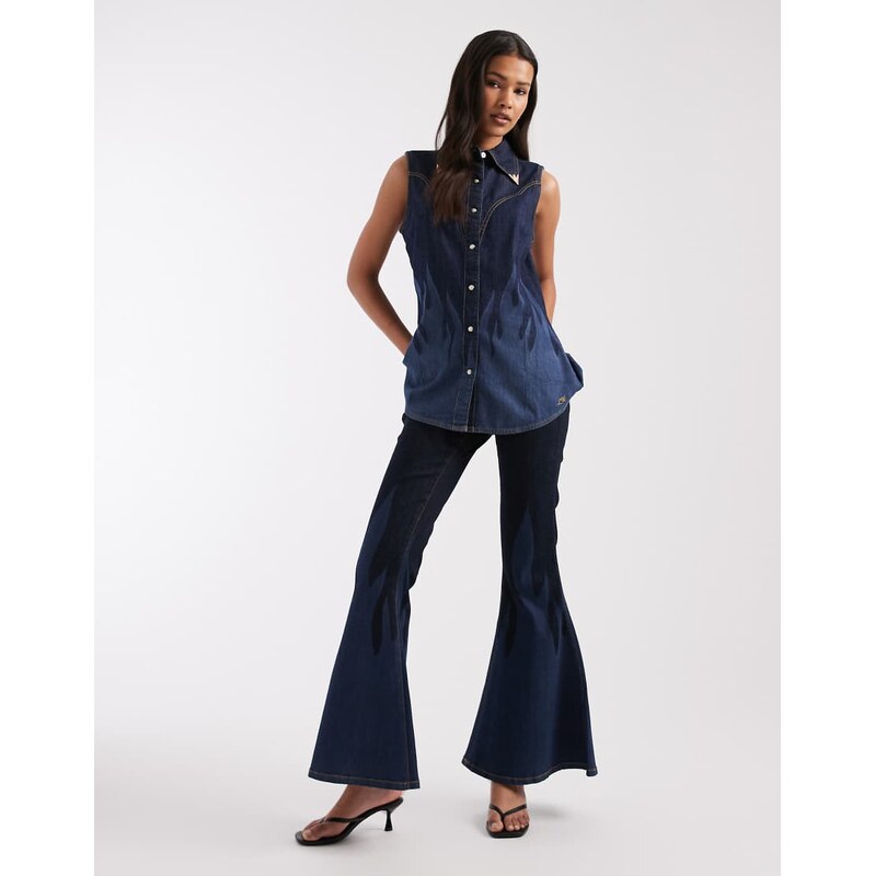 Wrangler x Lainey Wilson flame flared jeans in indigo-Blue 113734723