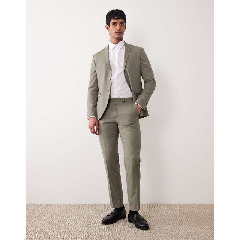 Jack & Jones slim fit suit trousers in sage green