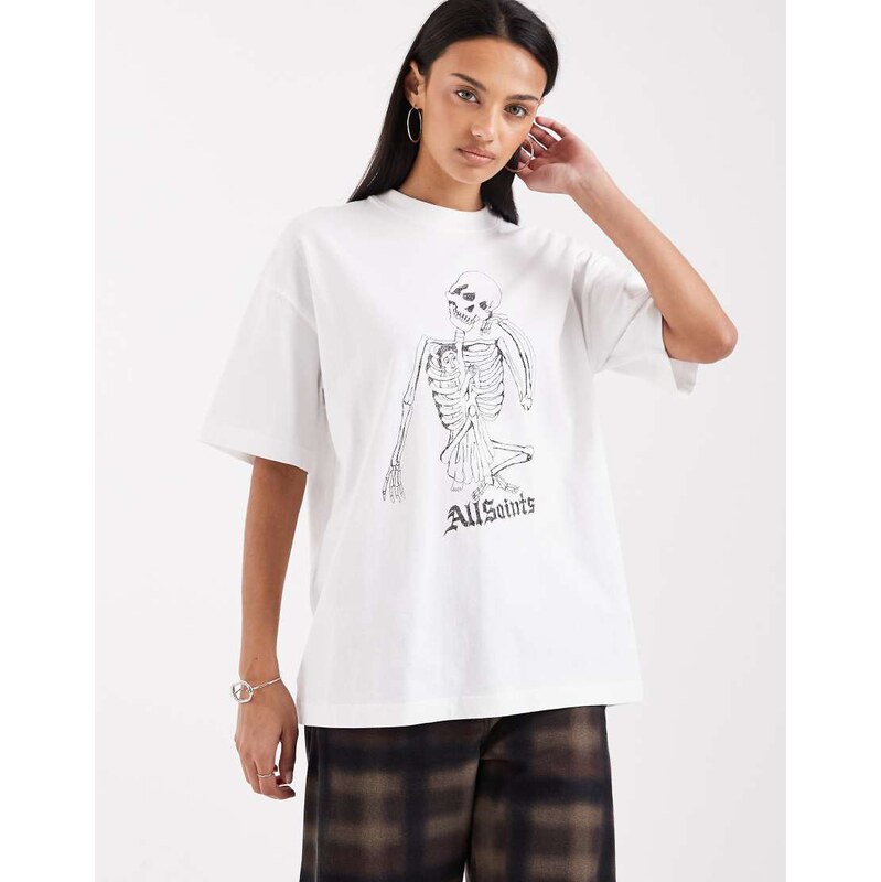 AllSaints Etta snakehead back graphic tee in white 113734741