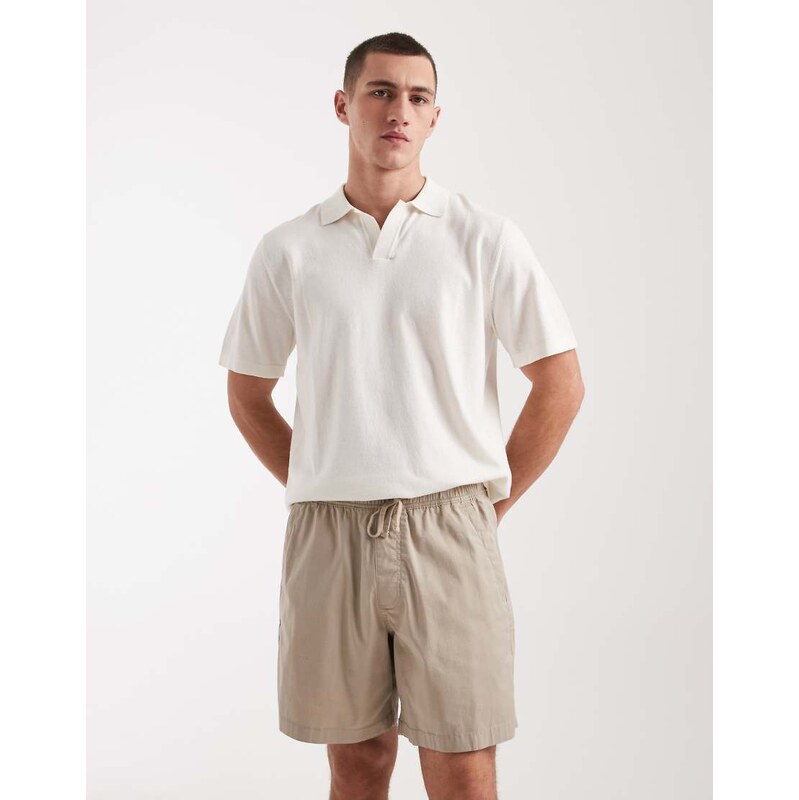 Hollister twill pull on shorts in sand-Brown