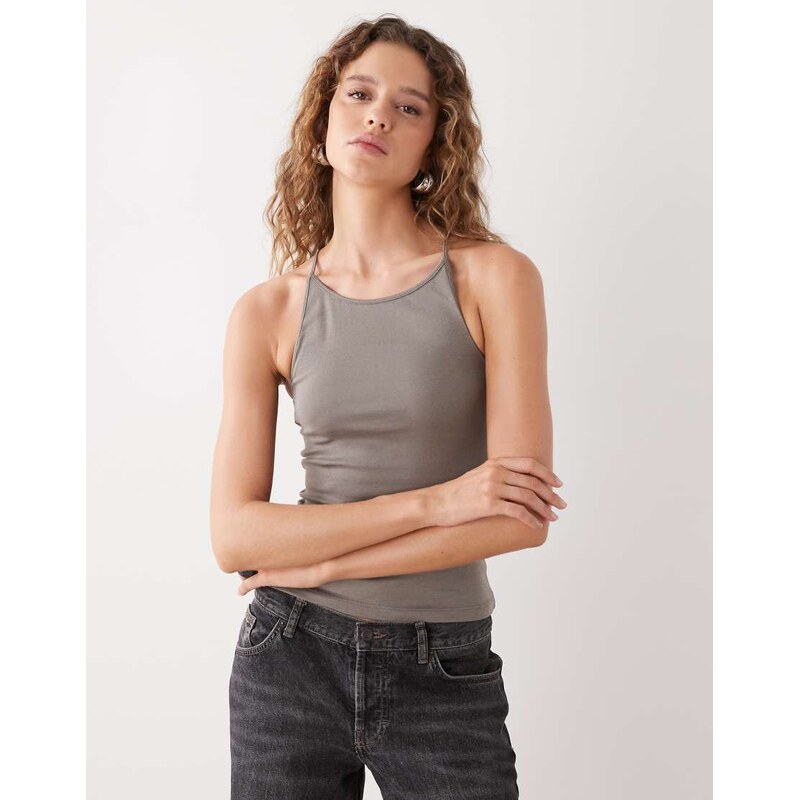Weekday slim fit racer back vest in grey 113734813